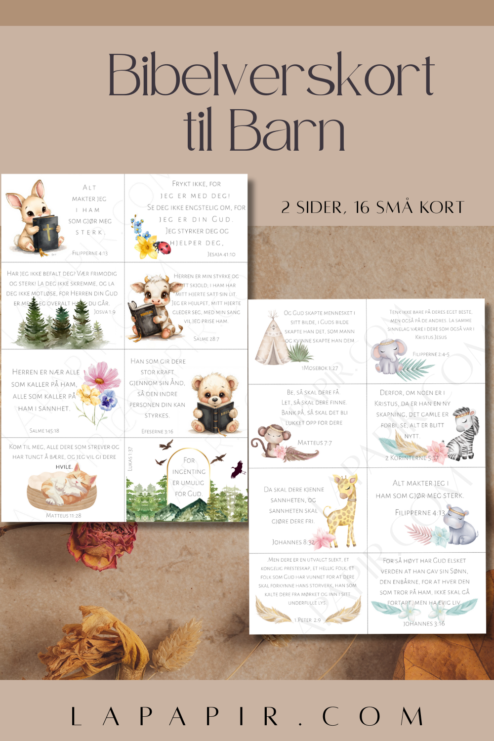 Gjør bibelstudiet engasjerende og morsomt for barna dine! Denne unike PDF-en inneholder nøye utvalgte bibelvers tilpasset barn, presentert på en kreativ og lettfattelig måte.