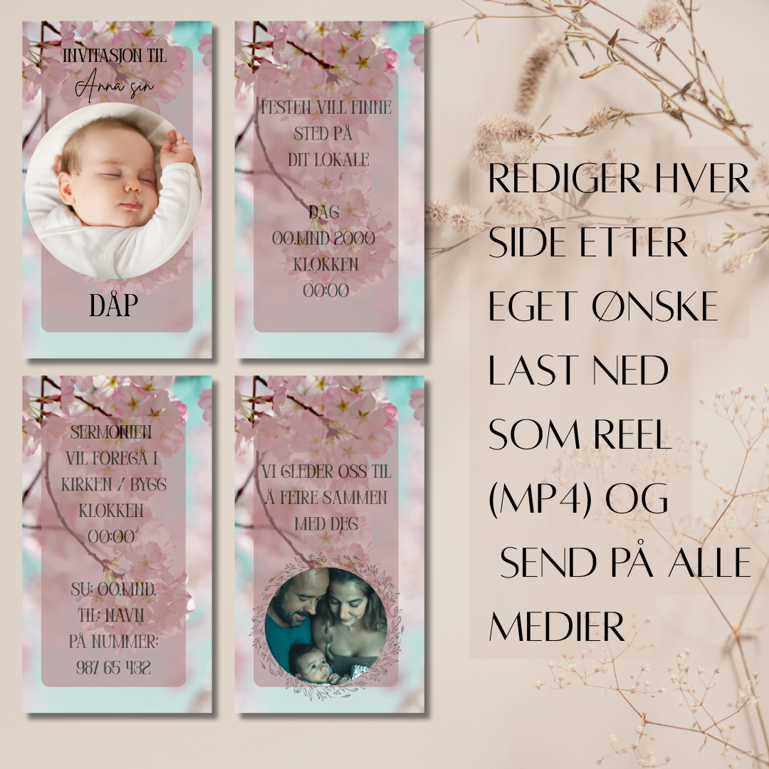 Digital Dåpsinvitasjon, Blomst