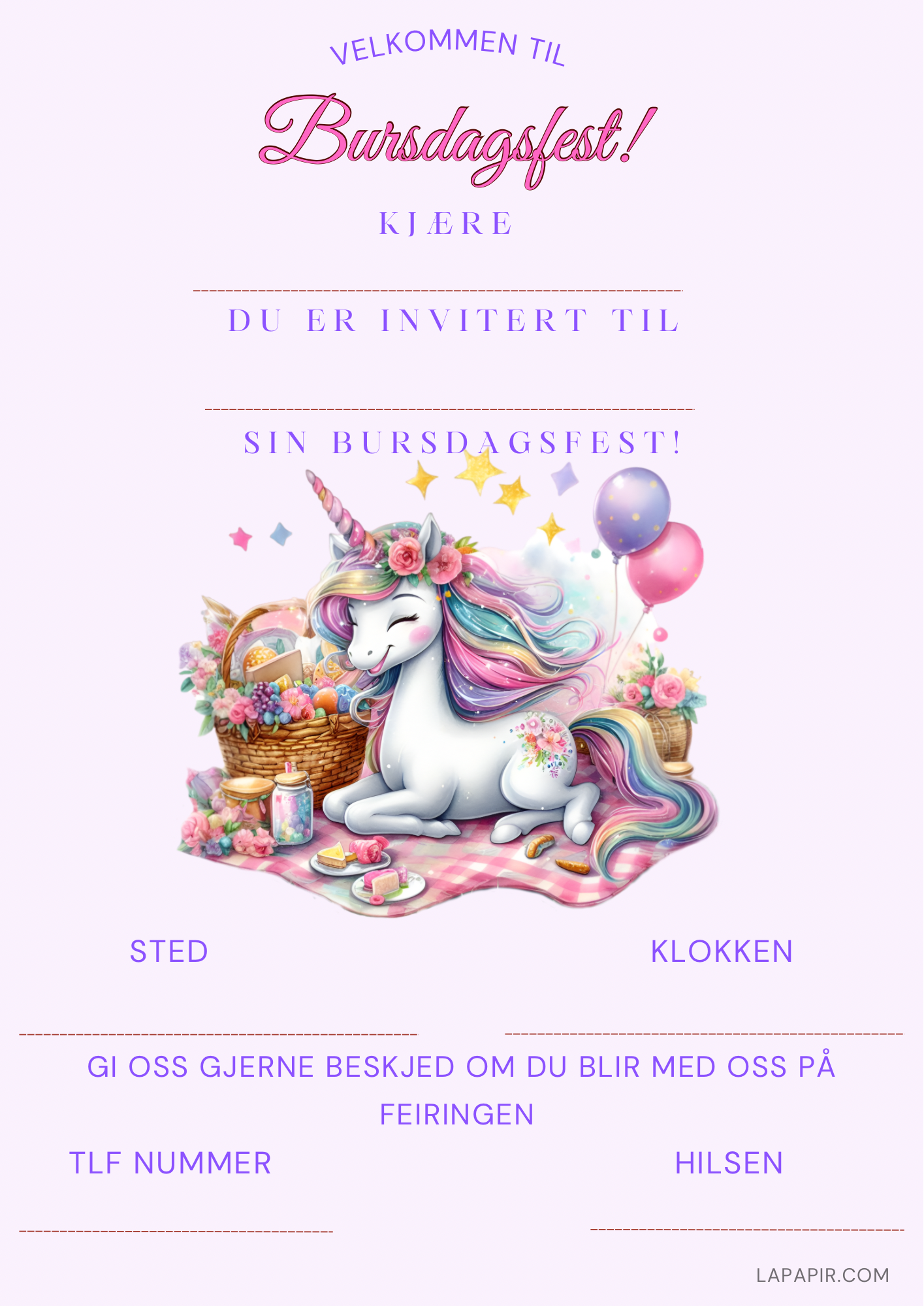 Lag Magiske Bursdagsminner med våre utskrivbare Invitasjonskort!