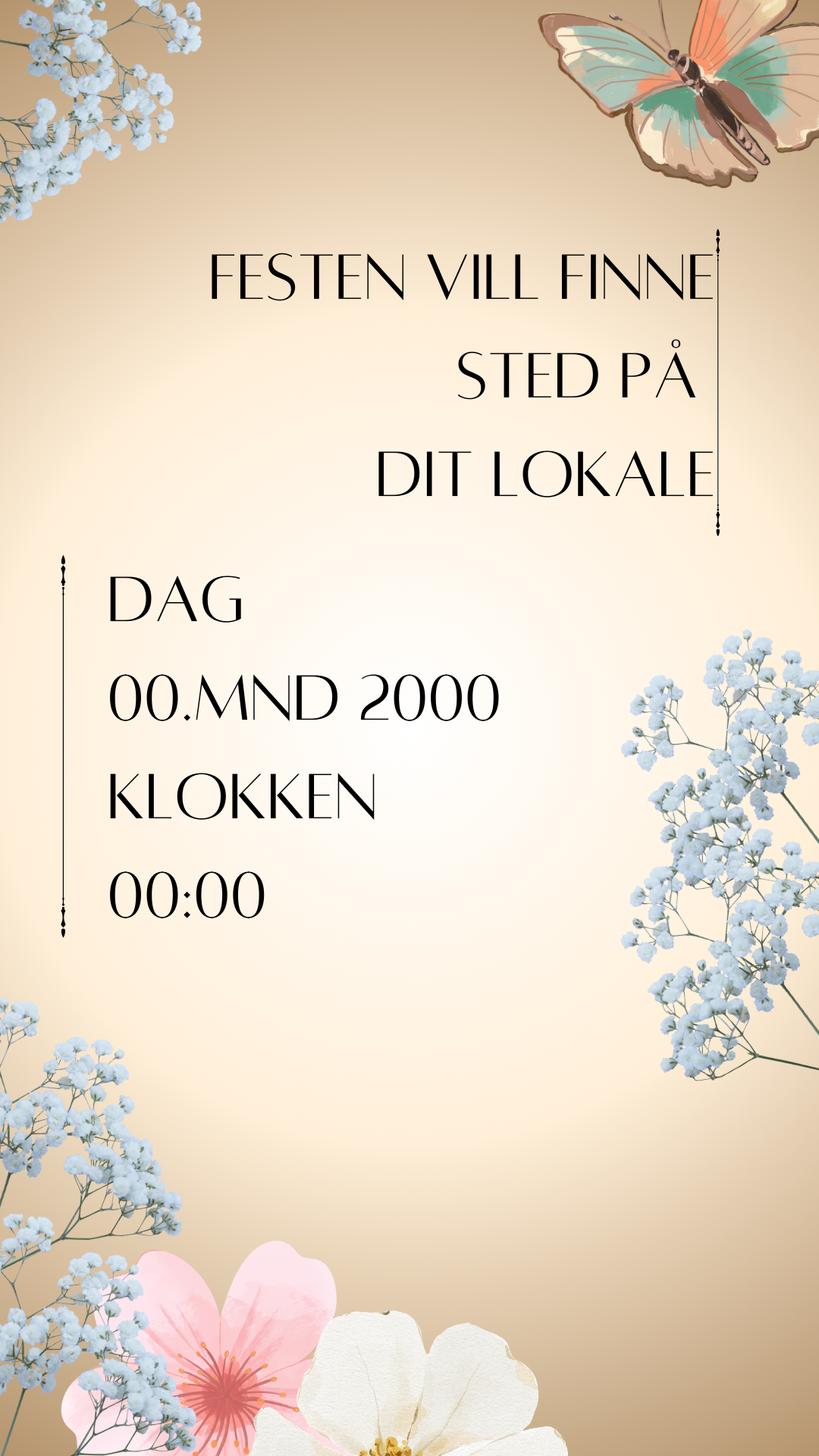 Digital Dåpsinvitasjon, Beige