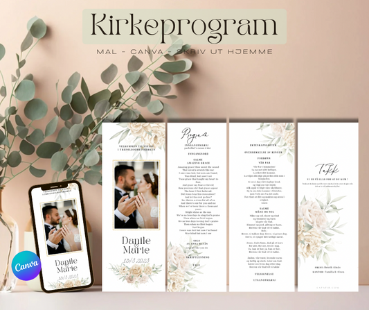 Kirkeprogram for bryllup . Mal.
