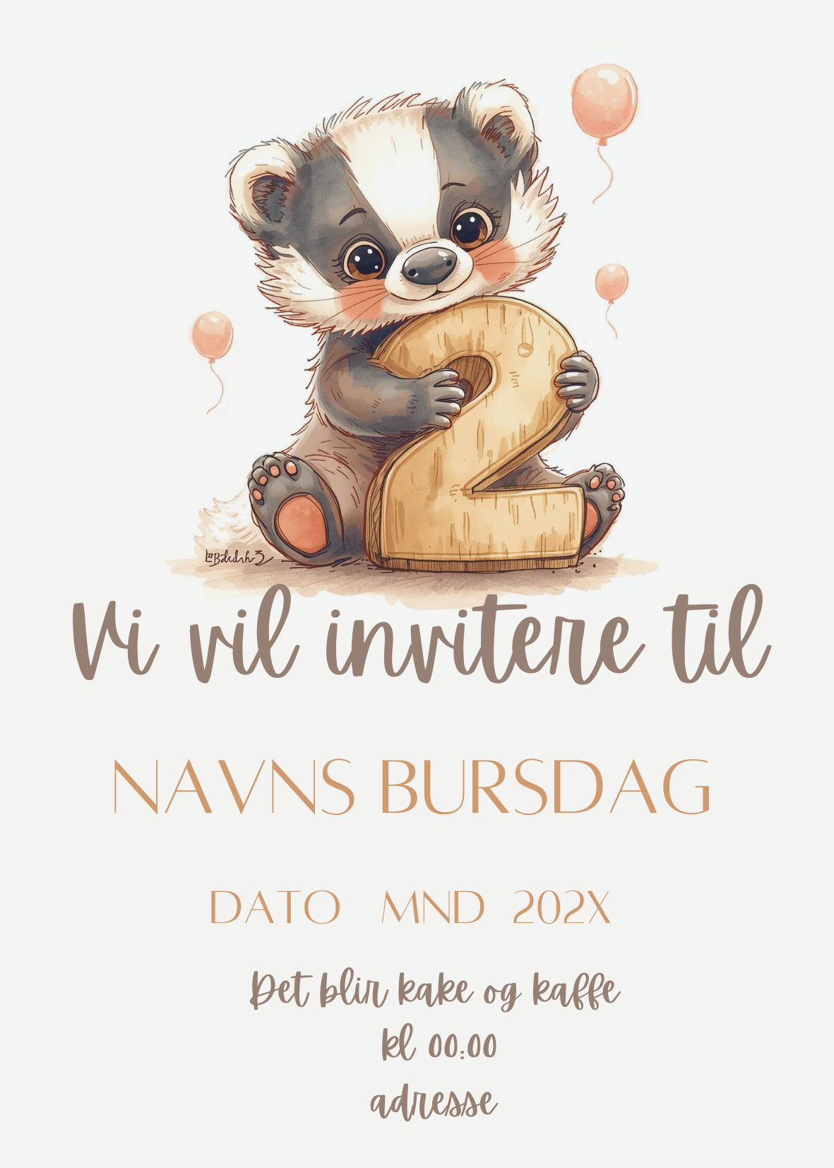 Med vår  2års bursdagsinvitasjonsmal får du alt du trenger for å lage en magisk og personlig invitasjon ,raskt og enkelt! Enten du bruker PC, nettbrett eller telefon, kan du tilpasse invitasjonen etter din egen stil, og dele den på et blunk.
