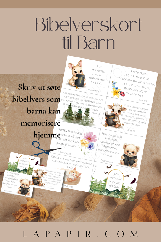 Nye Bibelvers til barn. Norske bibelvers PDF. uendelig med kopier!