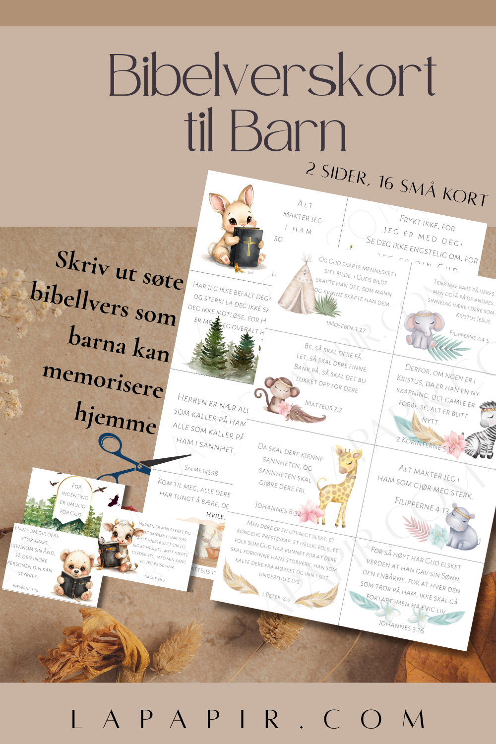Gjør bibelstudiet engasjerende og morsomt for barna dine! Denne unike PDF-en inneholder nøye utvalgte bibelvers tilpasset barn, presentert på en kreativ og lettfattelig måte.