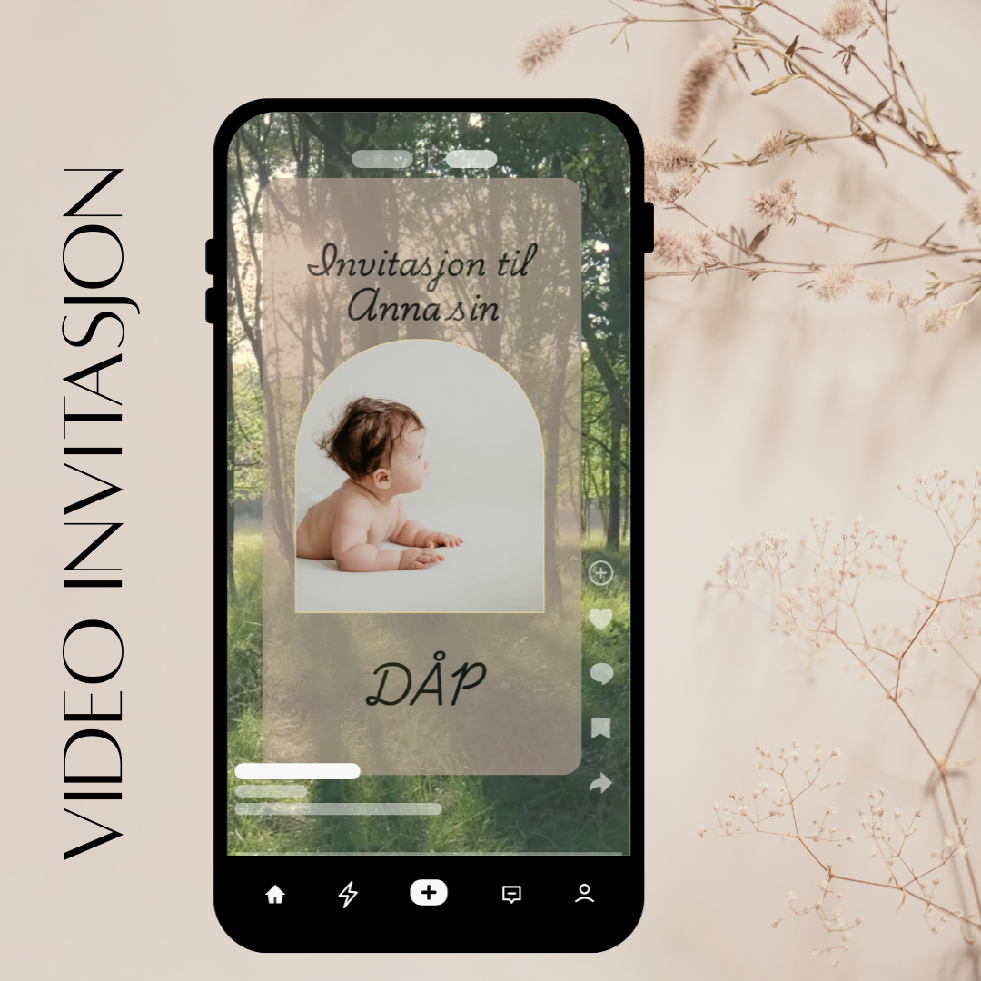 Last ned Dåpsinvitasjonen som video og del den enkelt via e-post, sosiale medier eller meldinger. Ingen papir, ingen postgang bare en miljøvennlig invitasjon som ser profesjonell ut og når frem med et personlig preg.