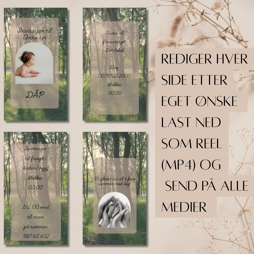 Last ned Dåpsinvitasjonen som video og del den enkelt via e-post, sosiale medier eller meldinger. Ingen papir, ingen postgang bare en miljøvennlig invitasjon som ser profesjonell ut og når frem med et personlig preg.