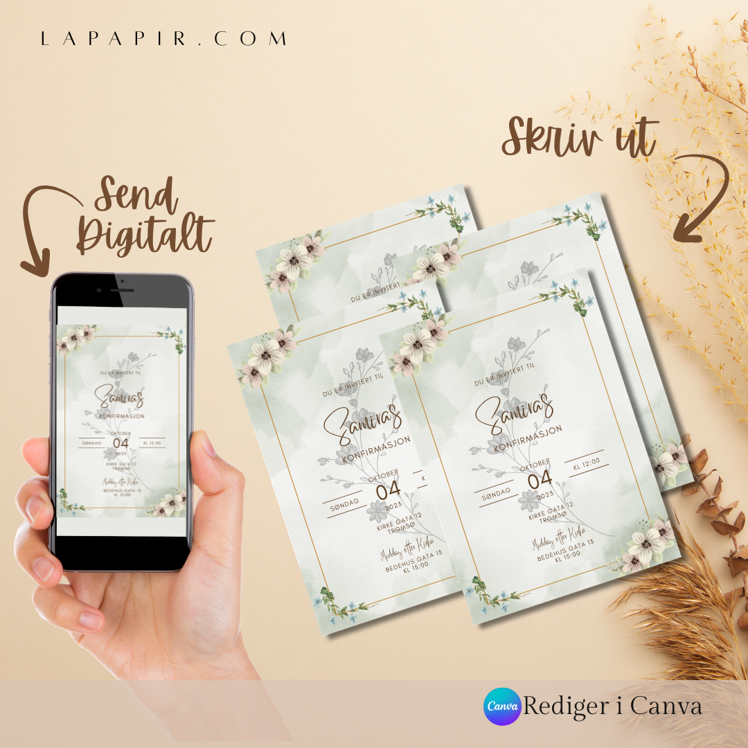 Digital Konfirmasjonsinvitasjon MAL, Grønn