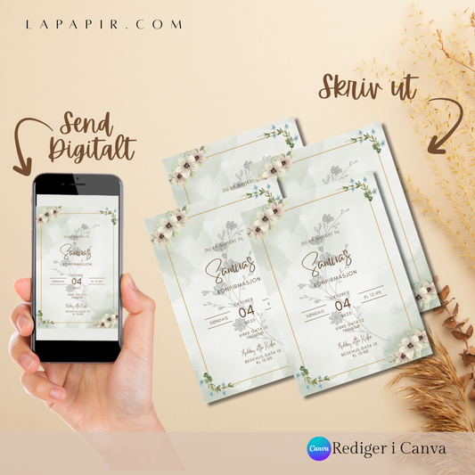 Digital Konfirmasjonsinvitasjon MAL, Grønn