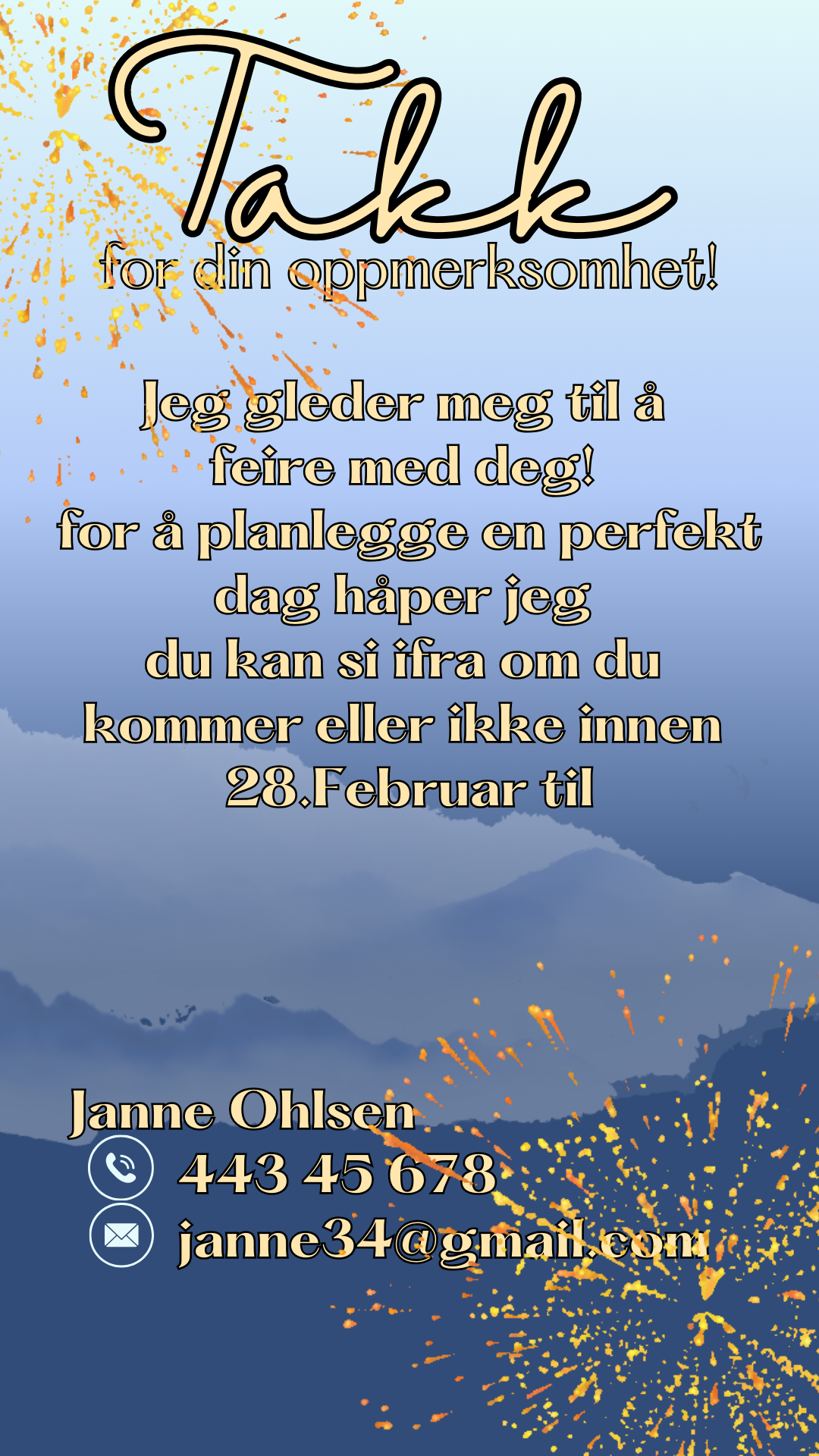 Digital invitasjon til din bursdag. del invitasjonen sømløst på alle medier