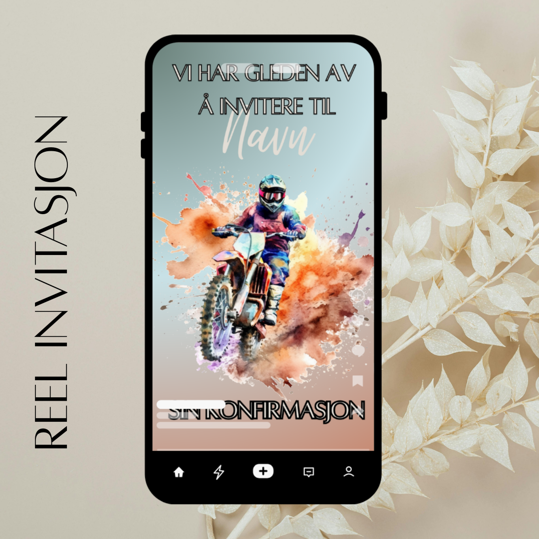 Digital invitasjon Konfirmasjon Motorcross