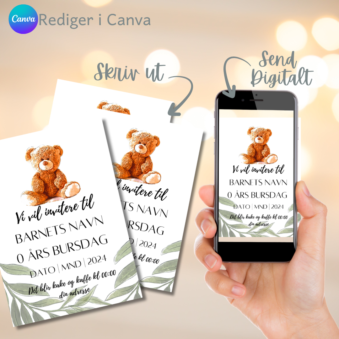 Rediger og send Digital barnebursdag invitasjon, Enkelt og kjapt