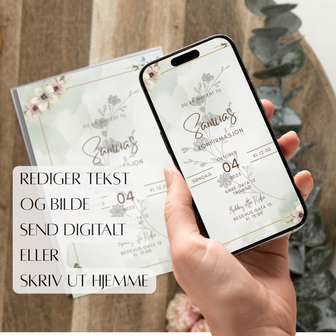 Digital Konfirmasjonsinvitasjon MAL, Grønn