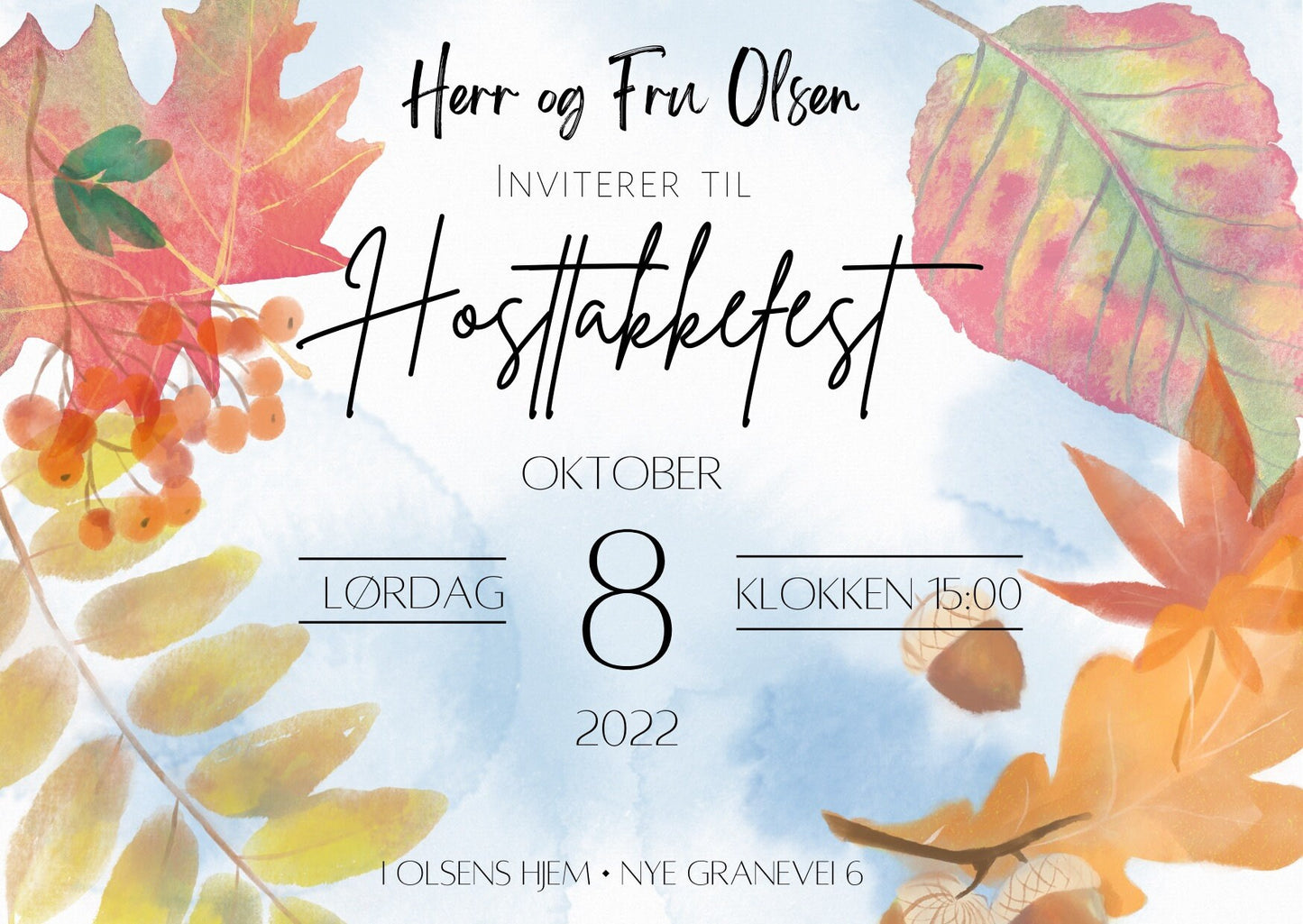 Høsttakkefest Invitasjon