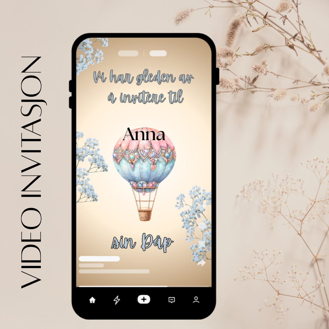 Digital dåpsinvitasjon i Canva – personlig, miljøvennlig og elegant. Perfekt for travle foreldre som ønsker en stilfull invitasjon til dåp. Tilpass med egne bilder og tekst, og del enkelt som video. Raskt, enkelt og bærekraftig.