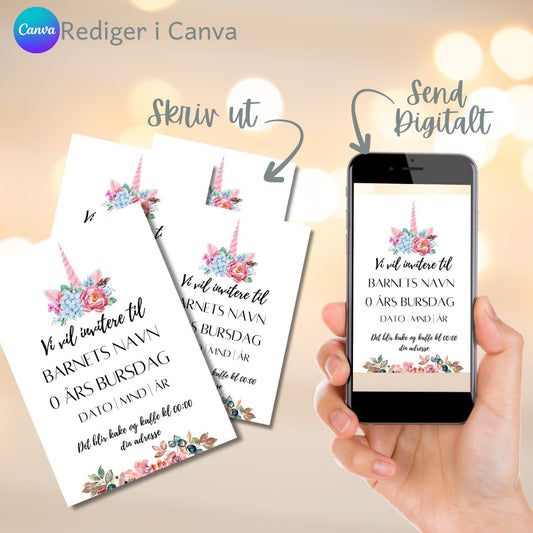 bruk canva  til å redigere denne malen til din personlige digitale invitasjon